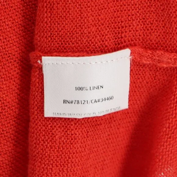 EILEEN FISHER Linen Short Sleeve Crewneck Top in Orange Red Size S - Picture 7 of 7